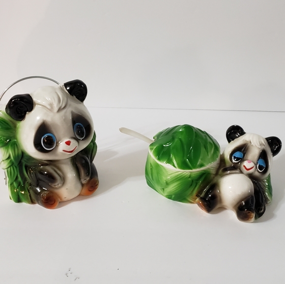 Vintage Panda Bear Napkin Holder Jam Jar